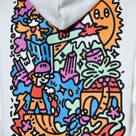 Hoodie Kapuze weiß bunt Blue Effect6